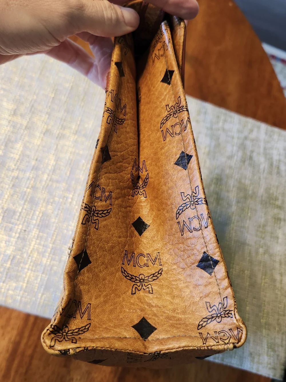Vintage 1980s MCM Cognac Visetos Envelope Foldover Crossbody OR Clutch - Picture 5 of 12